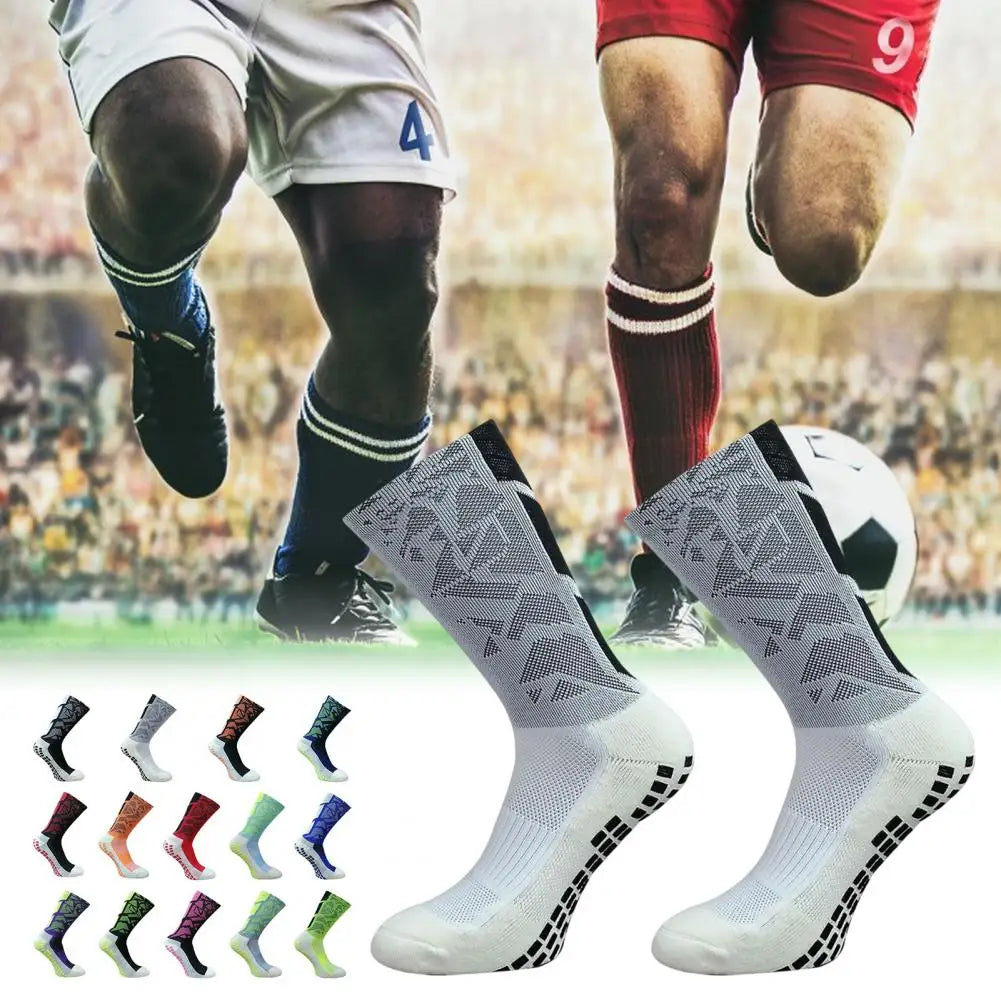 1 Pair Football Socks Sport Sweat-absorbing Non-slip Thickened Stretchy Ventilating Comfort Running Socks Outdoor